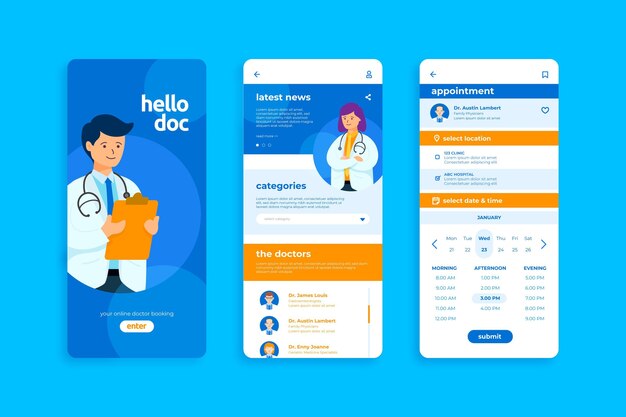 Concepto de aplicación de reserva médica