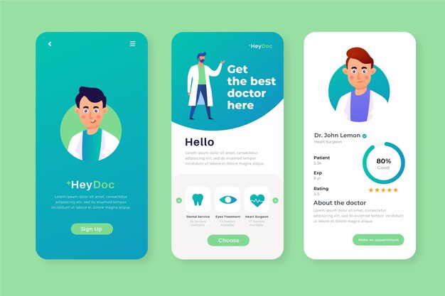 Vector gratuito concepto de aplicación de reserva médica