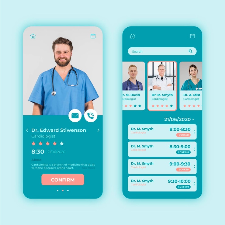 Vector gratuito concepto de aplicación de reserva médica