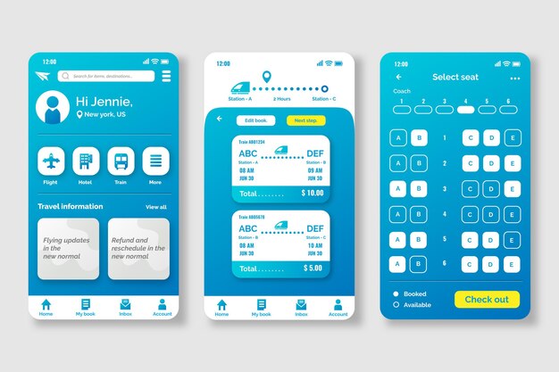 Concepto de aplicación de reserva de viajes
