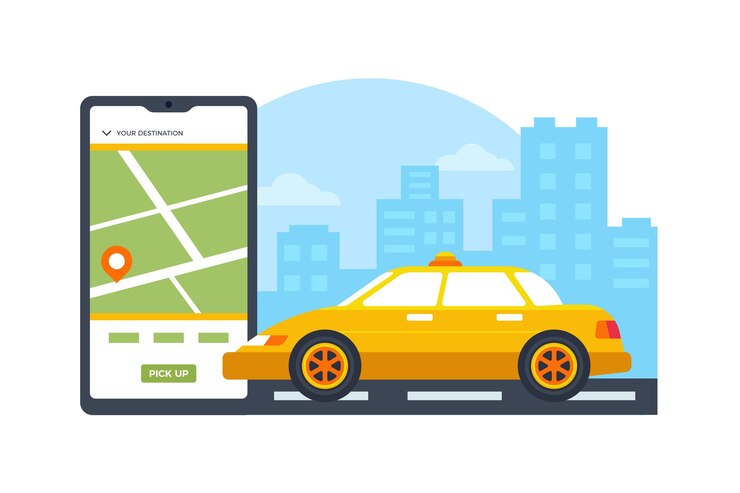 Vector gratuito concepto de aplicación de servicio de taxi
