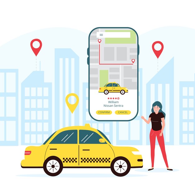 Concepto de aplicación de taxi móvil