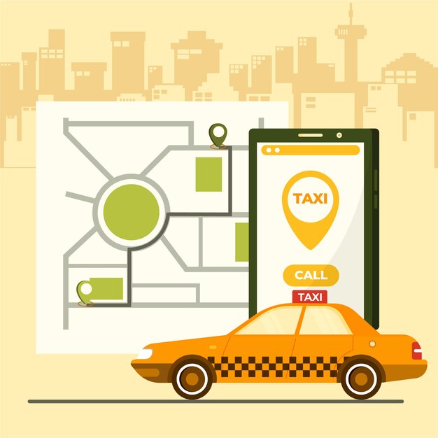 Concepto de aplicación de taxi en el móvil