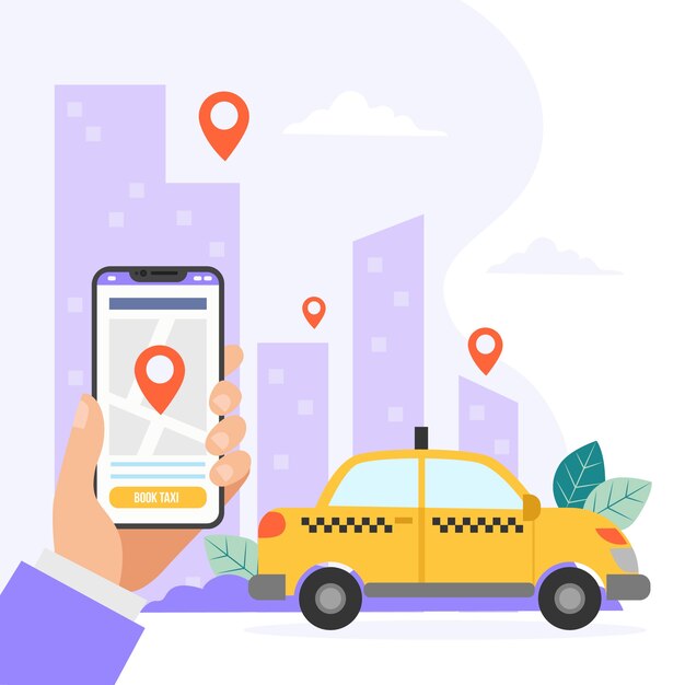 Concepto de aplicación de taxi