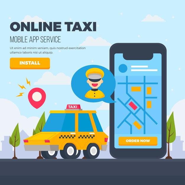 Concepto de aplicación de taxi