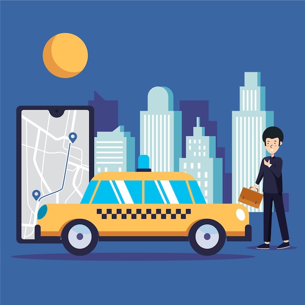 Vector gratuito concepto de aplicación de taxi