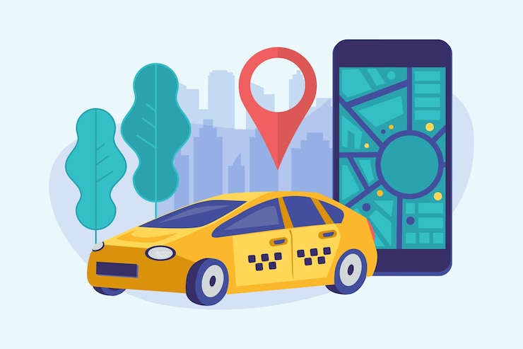 Vector gratuito concepto de aplicación de taxi