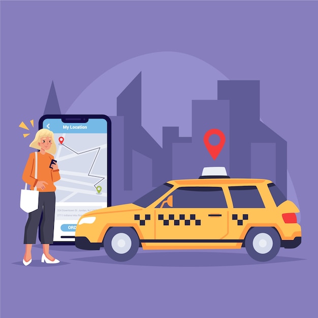 Concepto de aplicación de taxi