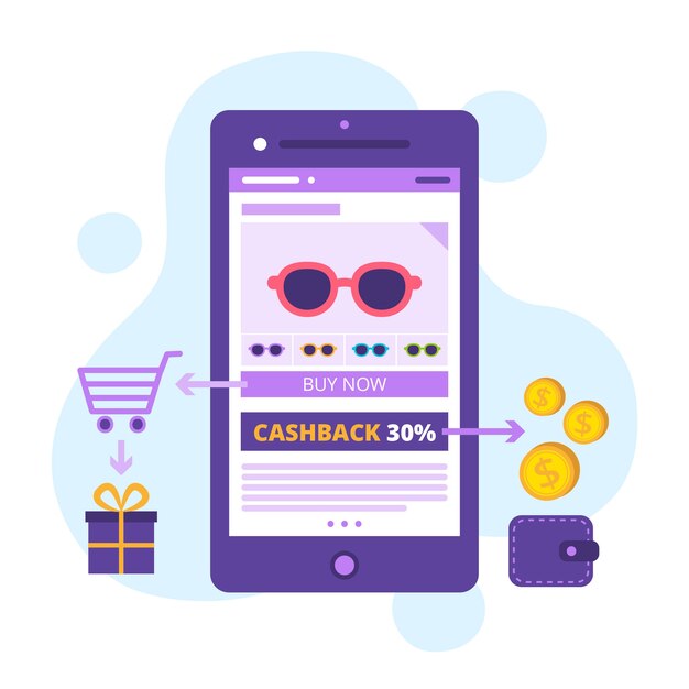 Concepto de aplicación de teléfono Cashback
