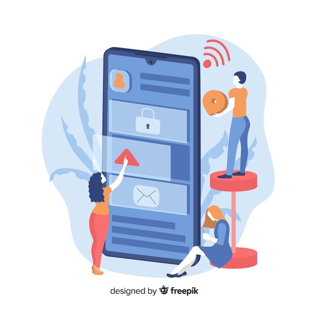 Concepto de aplicaciones de telefonía móvil para páginas de destino