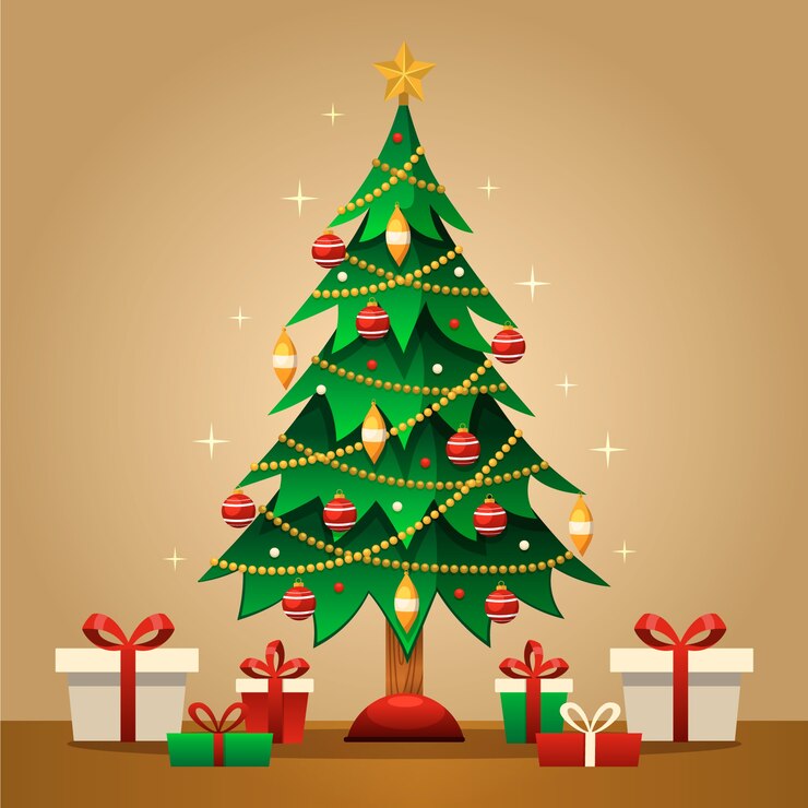 Vector gratuito concepto de árbol de navidad con diseño 2d