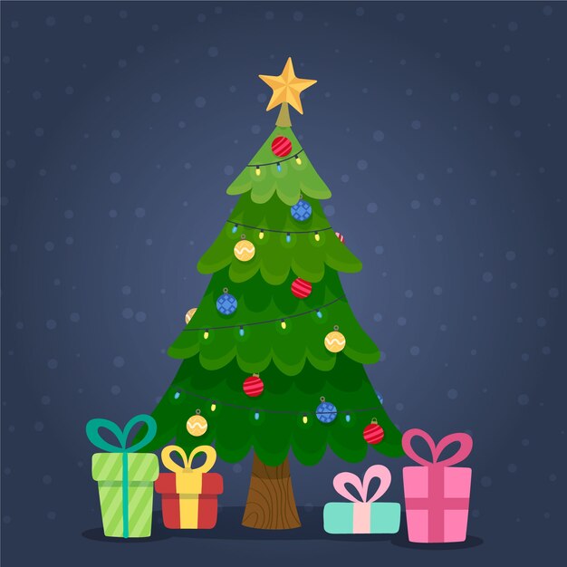 Concepto de árbol de navidad con diseño 2D