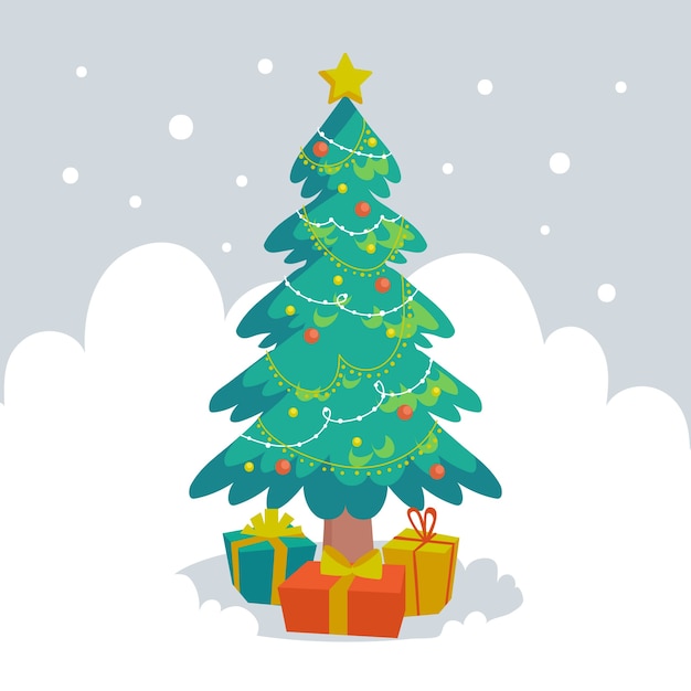 Vector gratuito concepto de árbol de navidad con diseño 2d