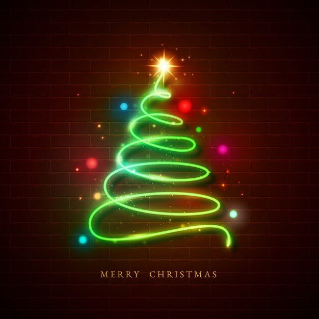 Concepto de árbol de navidad con diseño de neón