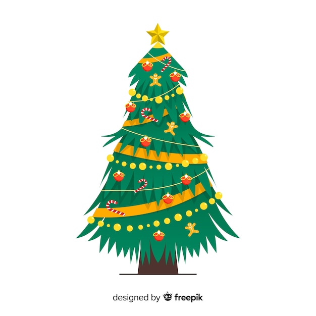 Concepto de árbol de navidad de diseño plano