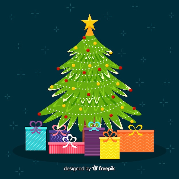 Vector gratuito concepto de árbol de navidad de diseño plano