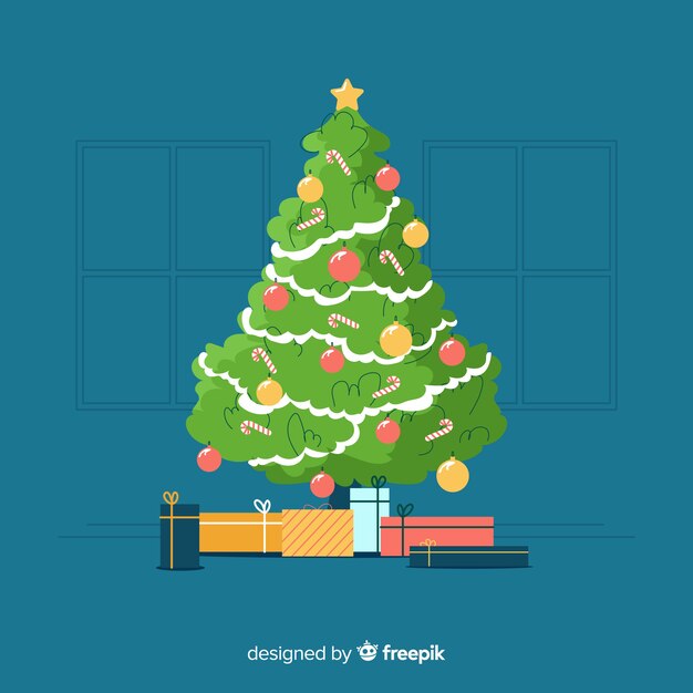 Concepto de árbol de navidad en diseño plano