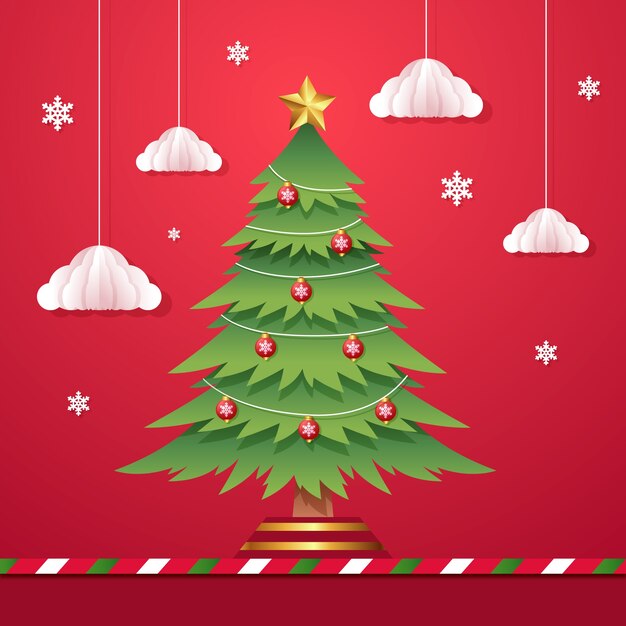 Concepto de árbol de navidad de diseño plano