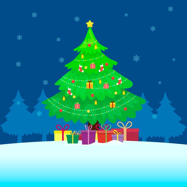 Concepto de árbol de navidad de diseño plano