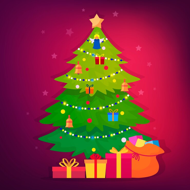 Vector gratuito concepto de árbol de navidad de diseño plano