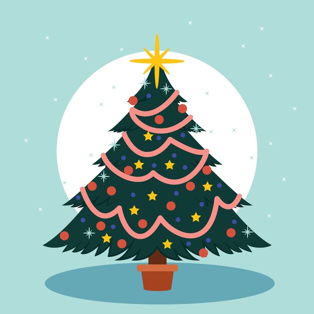Concepto de árbol de navidad en diseño plano