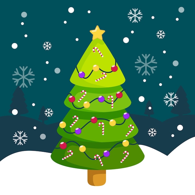 Concepto de árbol de navidad en diseño plano