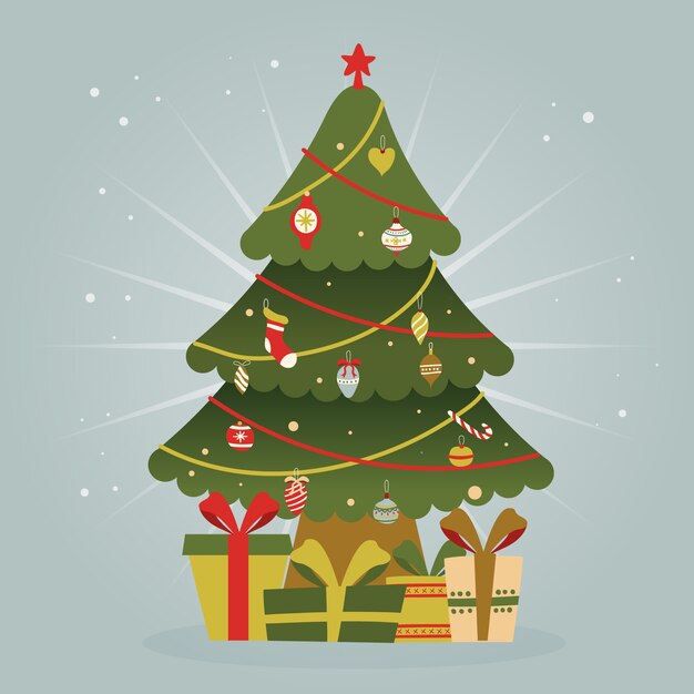 Concepto de árbol de navidad con diseño vintage