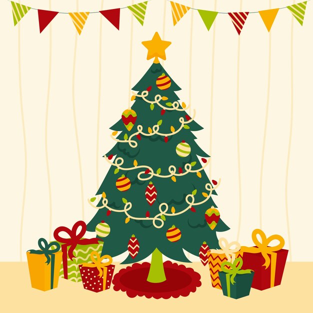 Concepto de árbol de navidad con diseño vintage