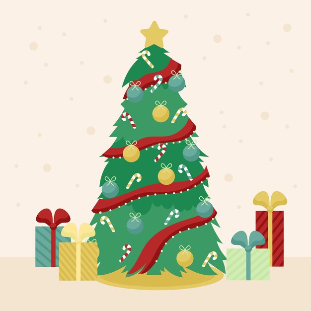 Concepto de árbol de navidad con diseño vintage