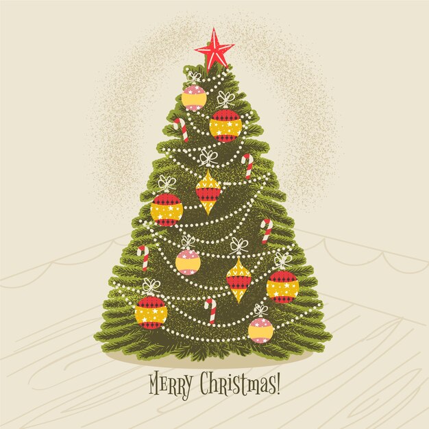 Concepto de árbol de navidad con diseño vintage