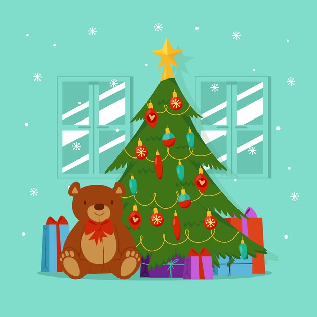 Concepto de árbol de navidad con diseño vintage