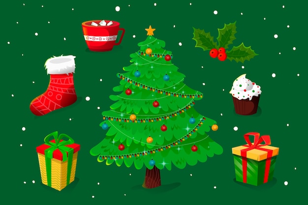 Concepto de árbol de navidad con efecto 2D