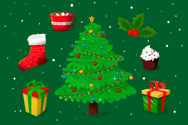 Concepto de árbol de navidad con efecto 2D