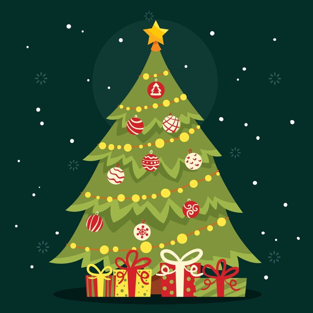 Concepto de árbol de navidad con efecto 2D