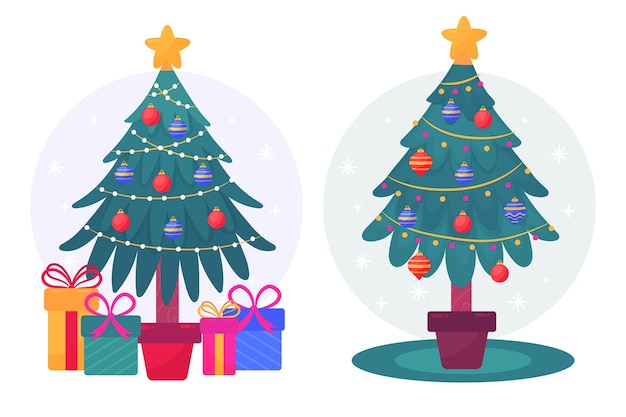 Concepto de árbol de navidad con efecto 2d