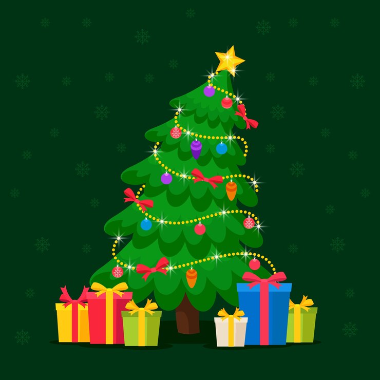 Vector gratuito concepto de árbol de navidad con estilo 2d