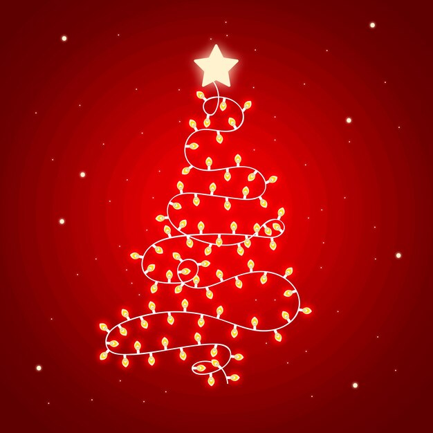 Concepto de árbol de navidad hecho de bombillas
