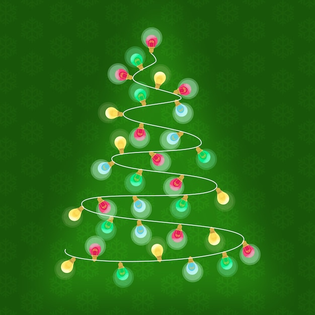 Concepto de árbol de navidad hecho de bombillas
