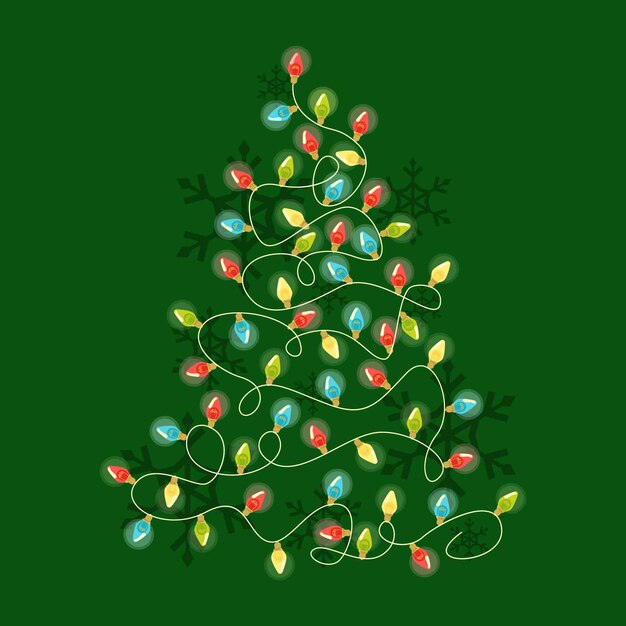 Concepto de árbol de navidad hecho de bombillas