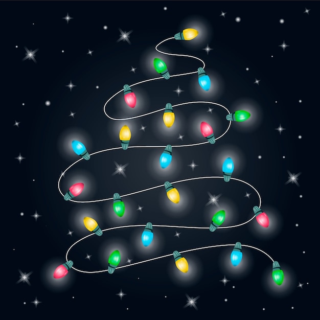 Vector gratuito concepto de árbol de navidad hecho de bombillas