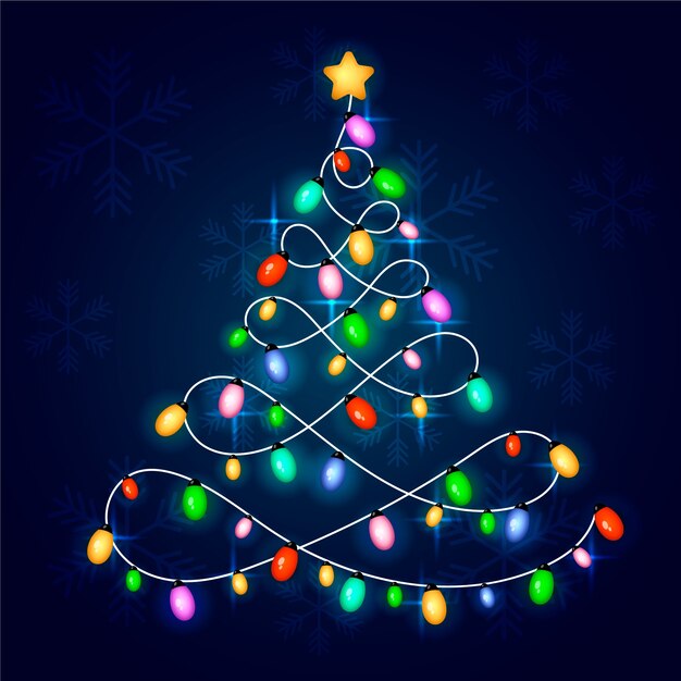 Concepto de árbol de navidad hecho de bombillas