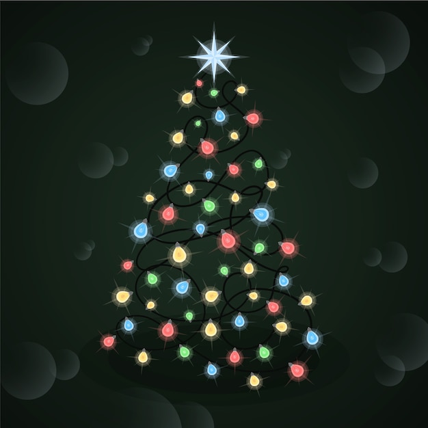 Vector gratuito concepto de árbol de navidad hecho de bombillas