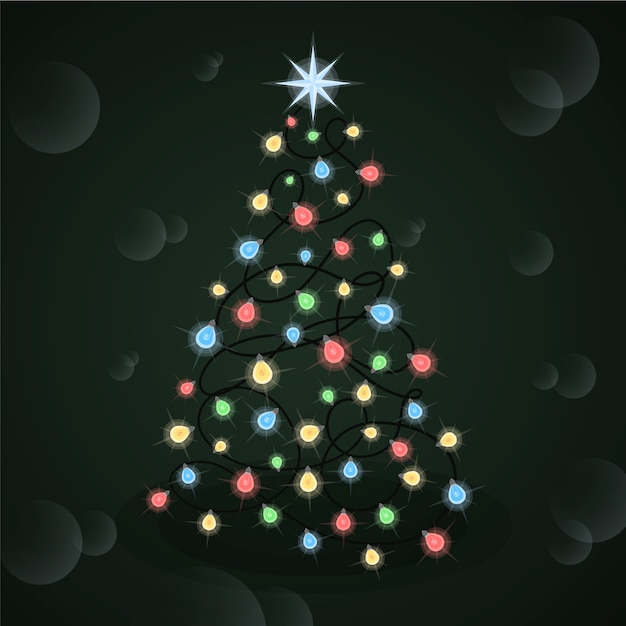 Concepto de árbol de navidad hecho de bombillas