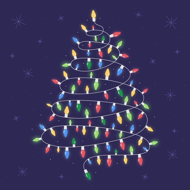 Concepto de árbol de navidad hecho de bombillas