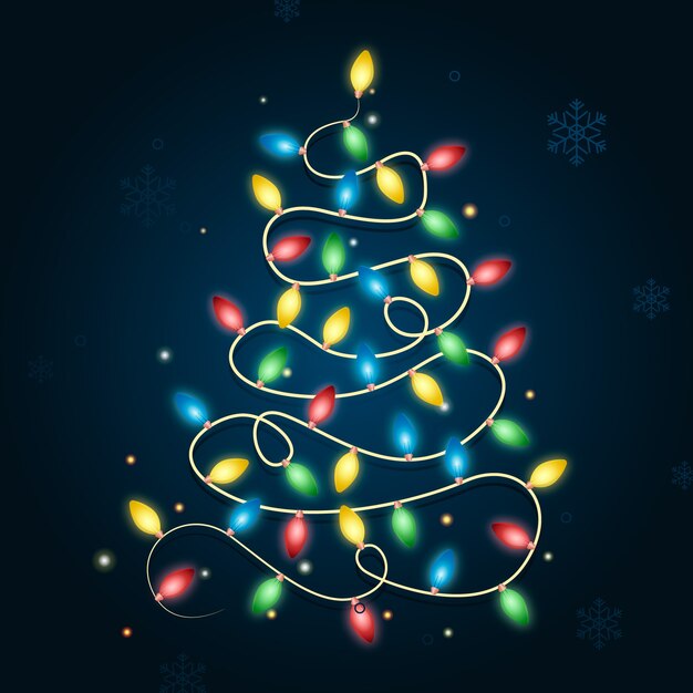 Concepto de árbol de navidad hecho de bombillas