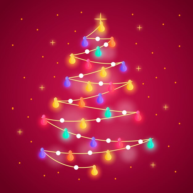 Concepto de árbol de navidad hecho de bombillas