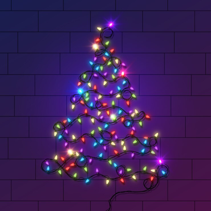Vector gratuito concepto de árbol de navidad hecho de bombillas