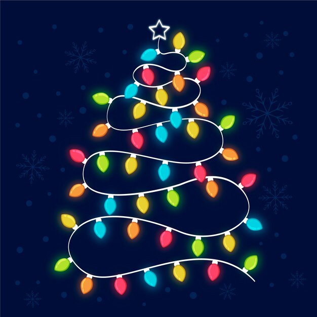 Concepto de árbol de navidad hecho de bombillas