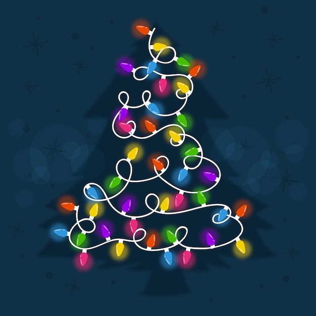 Vector gratuito concepto de árbol de navidad hecho de bombillas