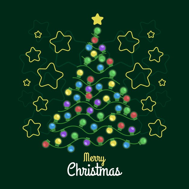 Concepto de árbol de navidad hecho de bombillas